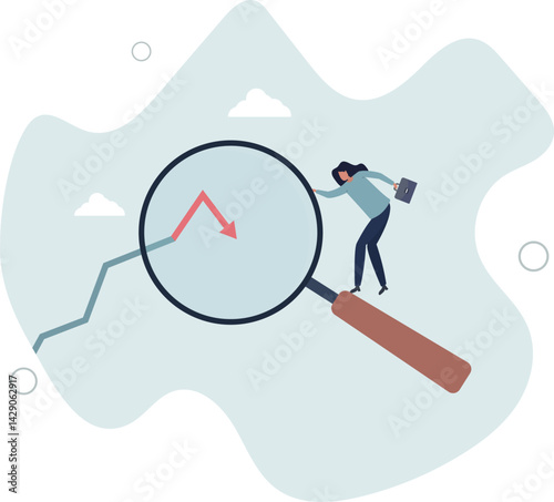 Stock market or Cryptocurrency decline, down turn or economic recession, market plunge signal, inflation or interest rate falling down concept. character life .