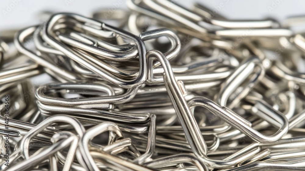 Close-up of many metal paperclips Close-up of many metal paperclips