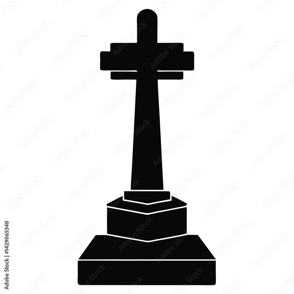 Cross Layered Pedestal silhouette vector isolated on white background Cross Layered Pedestal silhouette vector isolated on white background