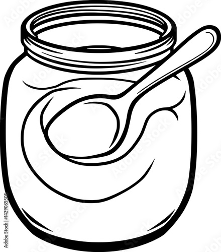 Creamy Spread in Glass Jar with Spoon Ready to Serve