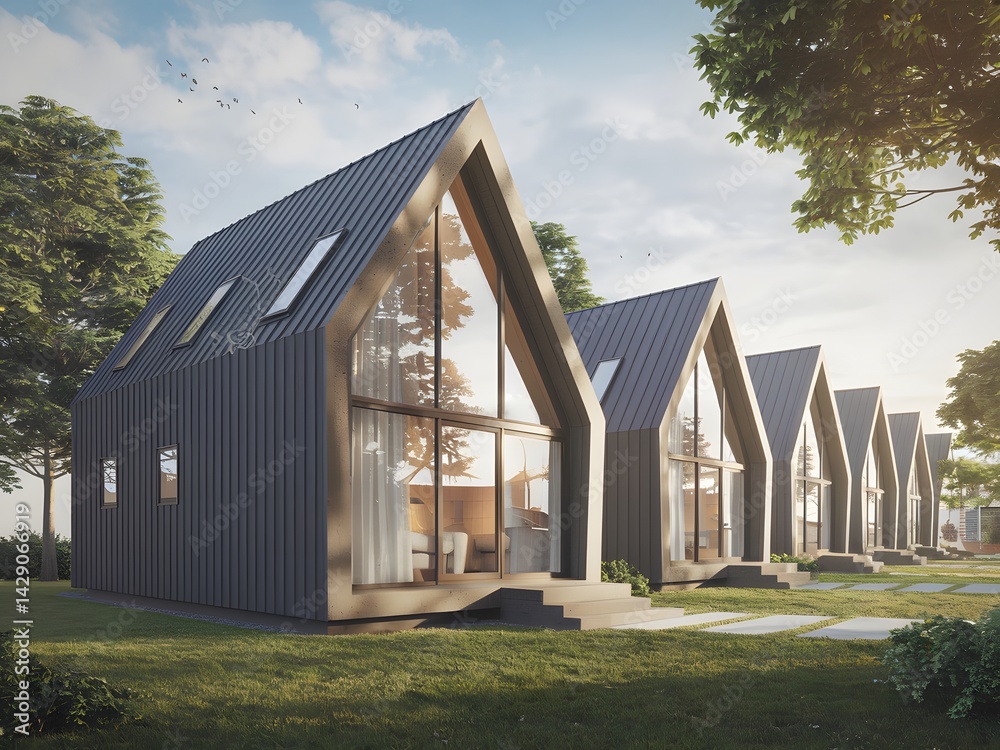 Obraz premium 3d rendering design of a villa facade with a Nordic modern concept