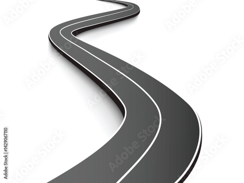 Horizontal asphalt road template. Winding road vector illustration. Seamless highway marking Isolated on background.  