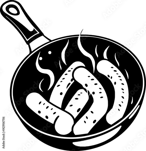 Delicious Sausages Sizzling in a Pan Ready to Eat