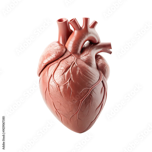 Real human heart png anatomical organ muscle realistic model transparent white background image