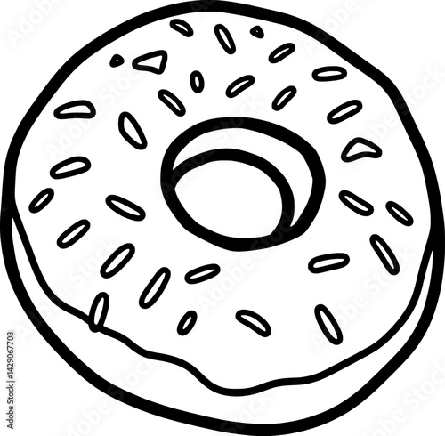 Delicious Sprinkled Donut A Simple Line Drawing