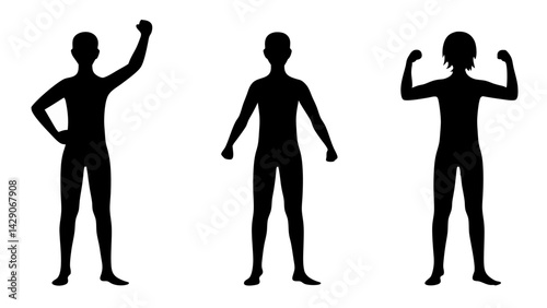 set of winners and losers silhouette vector on white background