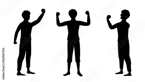 set of winners and losers silhouette vector on white background