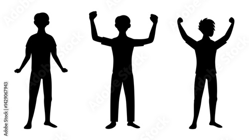 set of winners and losers silhouette vector on white background