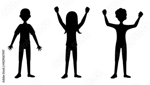 set of winners and losers silhouette vector on white background