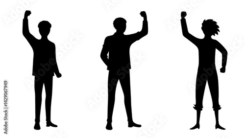 set of winners and losers silhouette vector on white background