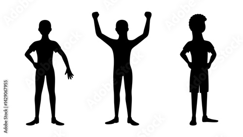 set of winners and losers silhouette vector on white background