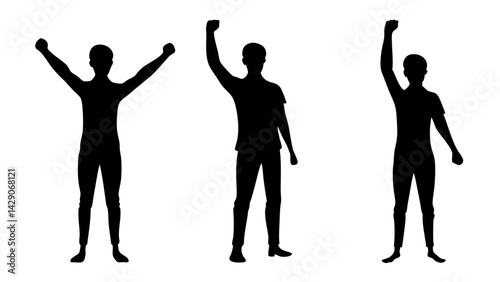 set of winners and losers silhouette vector on white background