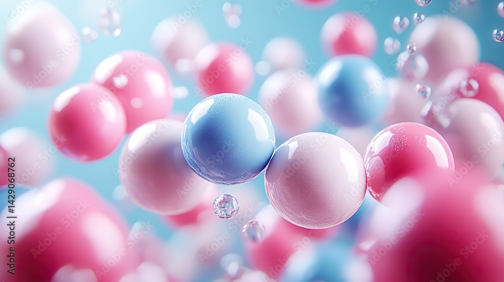 Medicine and healthcare- White and light blue pills and spheres floating. Medicine and healthcare- White and light blue pills and spheres floating.