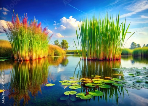 Obraz na płótnie Water Plants Reeds - Nature Photography w salonie