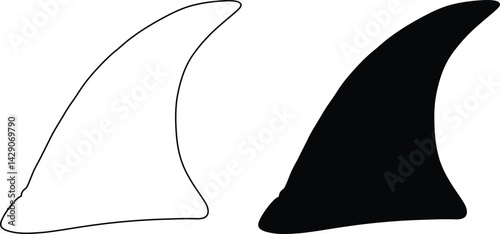 Shark Fin Outline and Silhouette Clipart for Designs