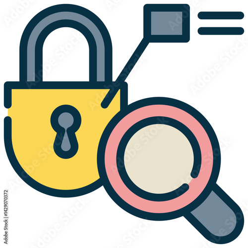 key lock search finding protection magnifying filled outline icon