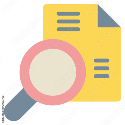 paper document report finding search magnifying flat style icon