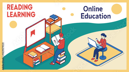 online education isometric illustration learn