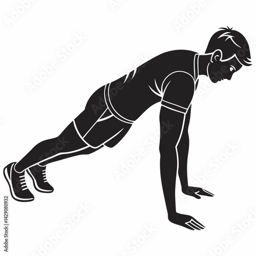 Man Doing Push Up Vector Illustration For Fitness Or Sport Design