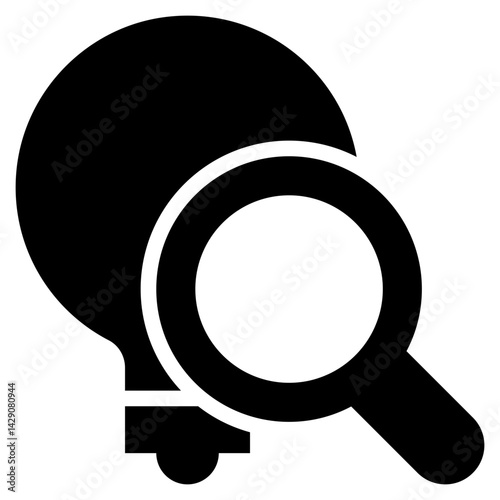 bulb idea creative search finding magnifying solid glyph icon