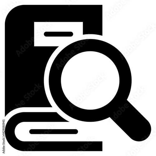book document search finding magnifying solid glyph icon