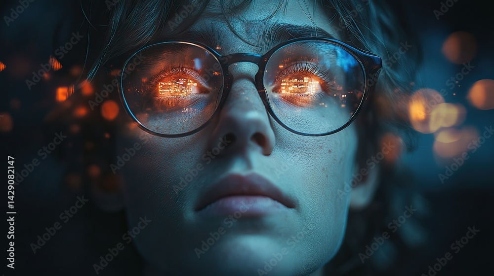Overloaded with information, arrows point at a young man in eyeglasses, symbolizing stress, confusion, dementia, migraine, burnout, and mental health problems. Overloaded with information, arrows point at a young man in eyeglasses, symbolizing stress, confusion, dementia, migraine, burnout, and mental health problems.