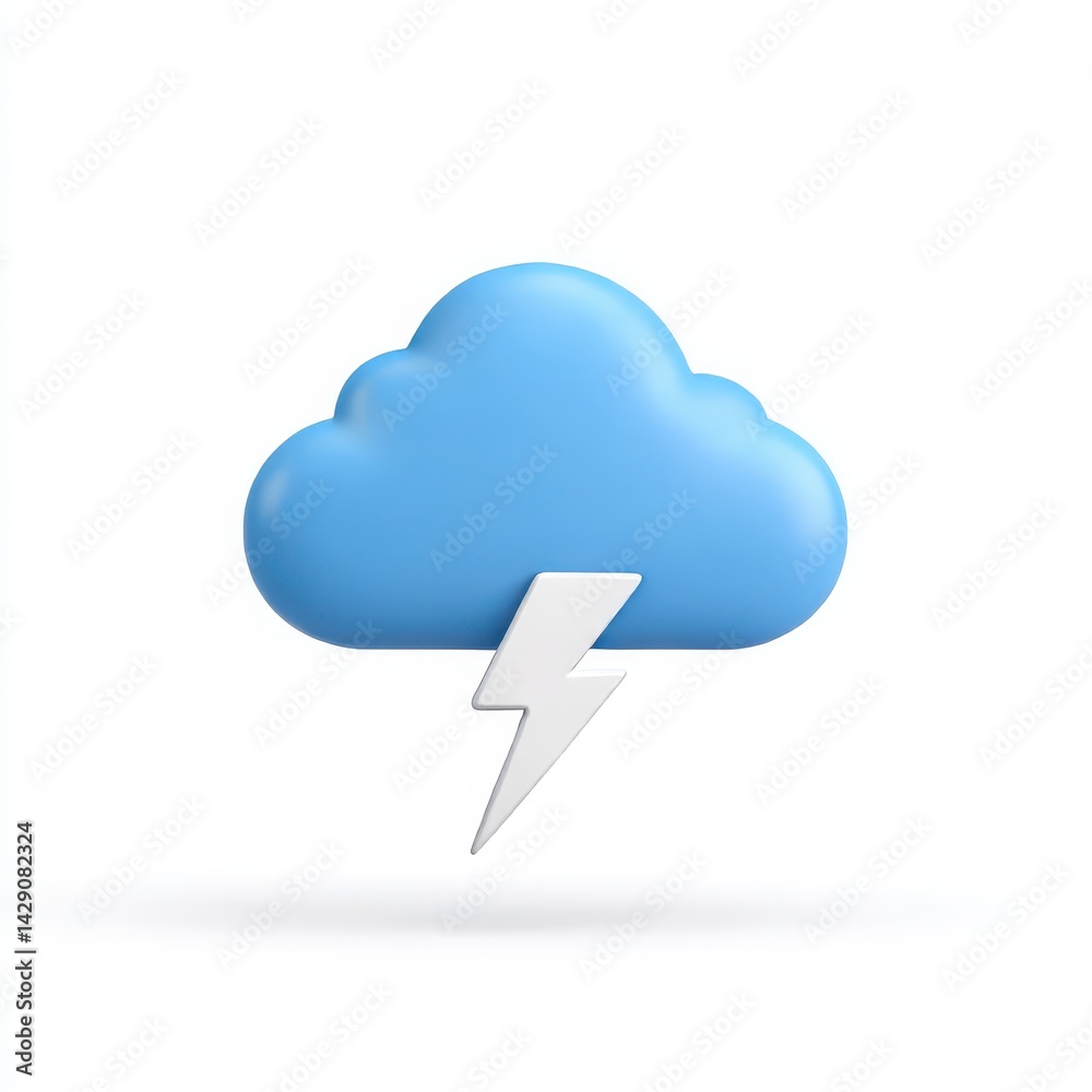 3d blue cloud with lightning bolt isolated on white background 3d blue cloud with lightning bolt isolated on white background