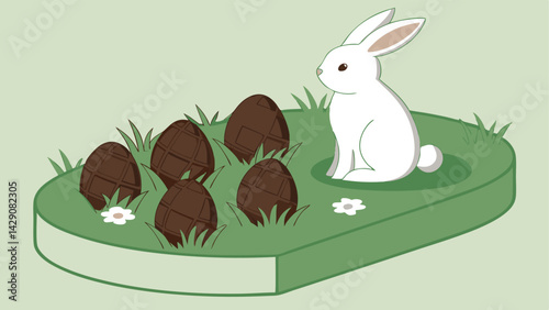 3d easter template with chocolate eggs and porcelain