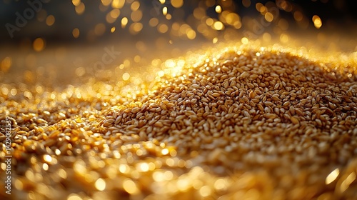 Pale gold chaff is scattered across the threshing floor after the grain harvest