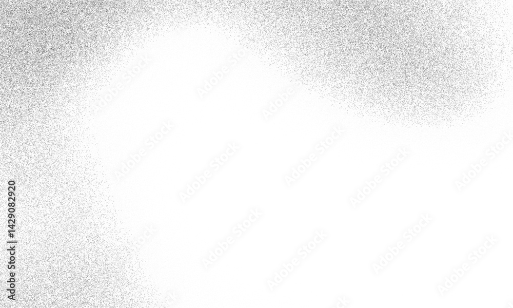 Dense spray texture of floating grain particles in cloudy dissolve. Vector illustration in greyscale stippling and foggy dust effect