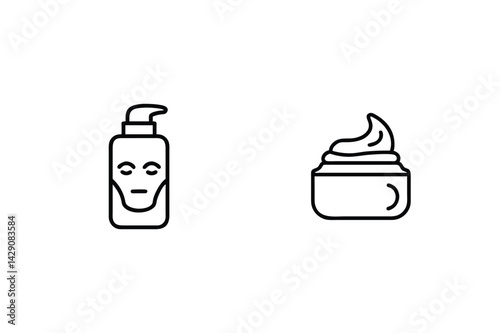Minimalist Skincare Product Line Art Illustration For Beauty And Health