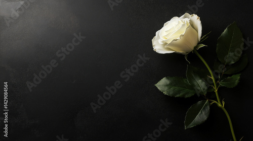 Burning Candles And Lily Flowers On Black Background With Copy Space. Funeral Concept The Emotional Relief Of Pre-Arranging A Funeral