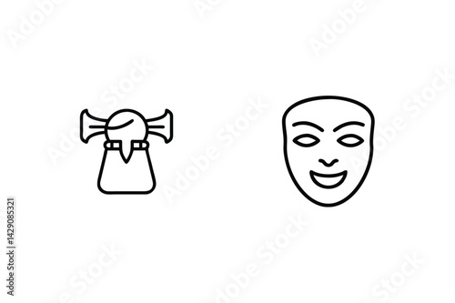 Vector Graphics Featuring Traditional Theatrical Masks And Stage Performance Symbols