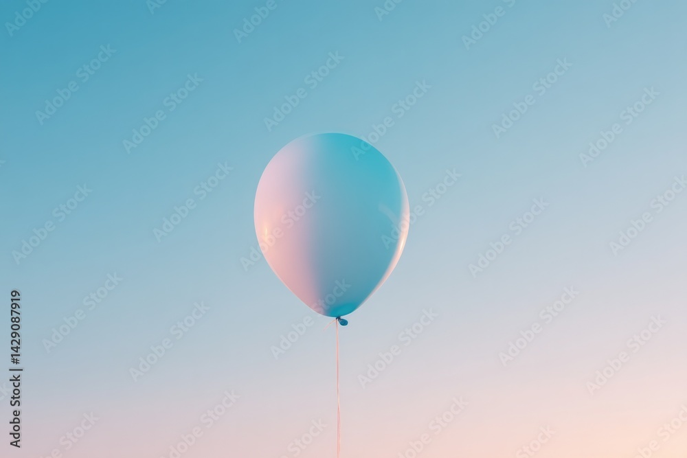 Fototapeta premium single balloon drifting in pale sky signifies birthday celebration
