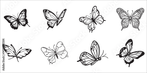 Butterfly Silhouette Vector Collection – Elegant Insect Clipart for DIY and Craft Designs