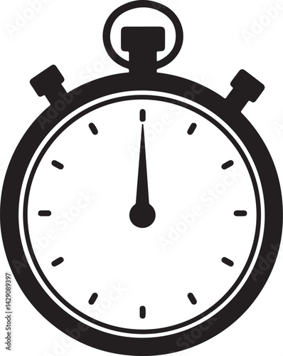 Stopwatch timer silhouette icon vector illustration