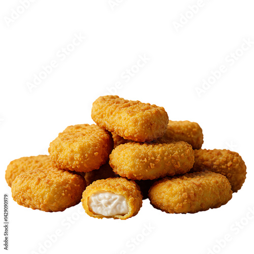 Crispy Chicken Nuggets Isolated on transparent Background .