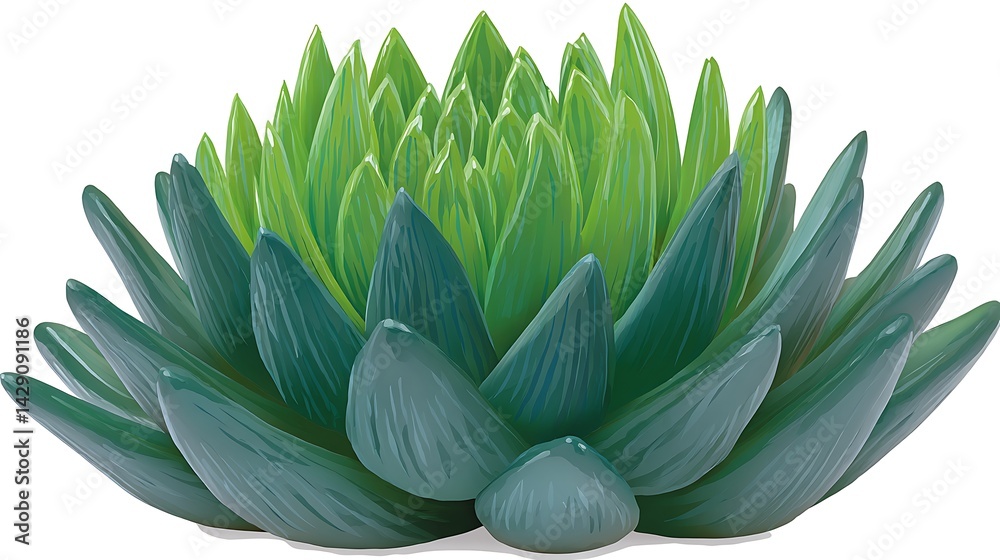 Fototapeta premium Lush green succulent plant with vibrant teal and lime leaves, rosette formation