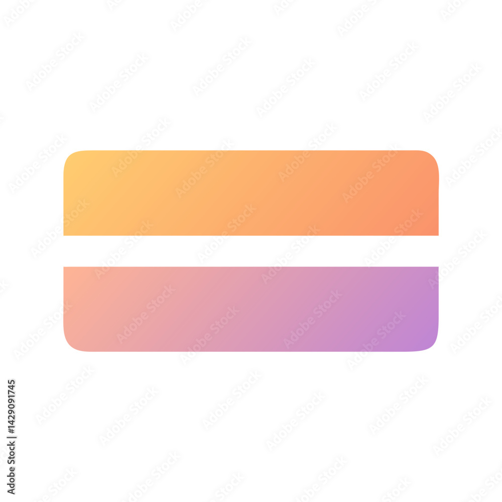 Split rectangular button in soft gradient tones