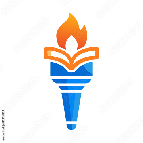 Blue and orange academic torch icon