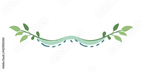 Wavy botanical divider with soft curve and leaf tips