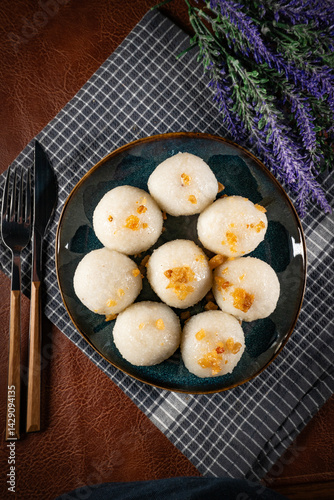 Potato dumplings with meat.