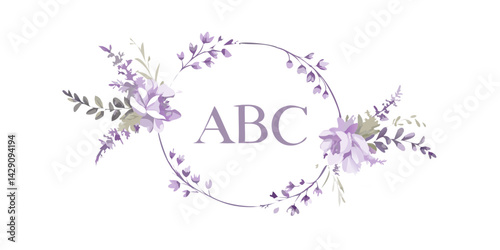 Hand-drawn flower wreath with ABC initials