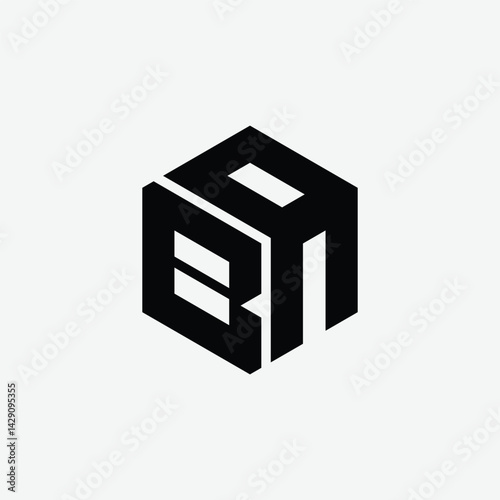 252 a rectangle polygon hexagon shape alphabet word letter geometric educational learning logo B A