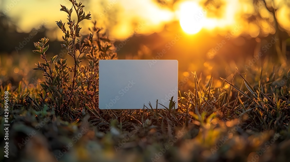 Peaceful sunset in a lush grassy field