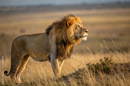 Wallpaper Mural Majestic Lion on Savannah Rock – King of the Jungle Wildlife Scene Torontodigital.ca