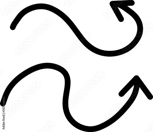 A set of two black vector arrows