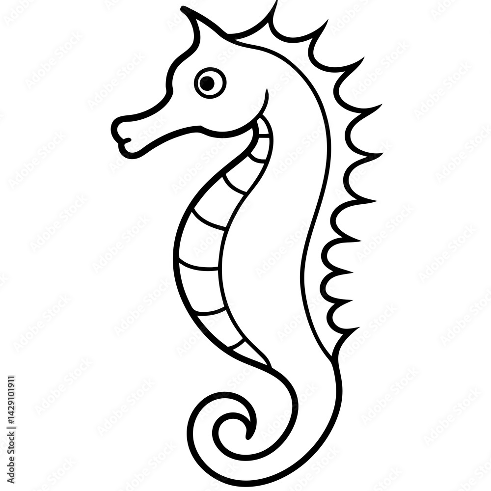 Fototapeta premium Modern Seahorse Line Art Graphic