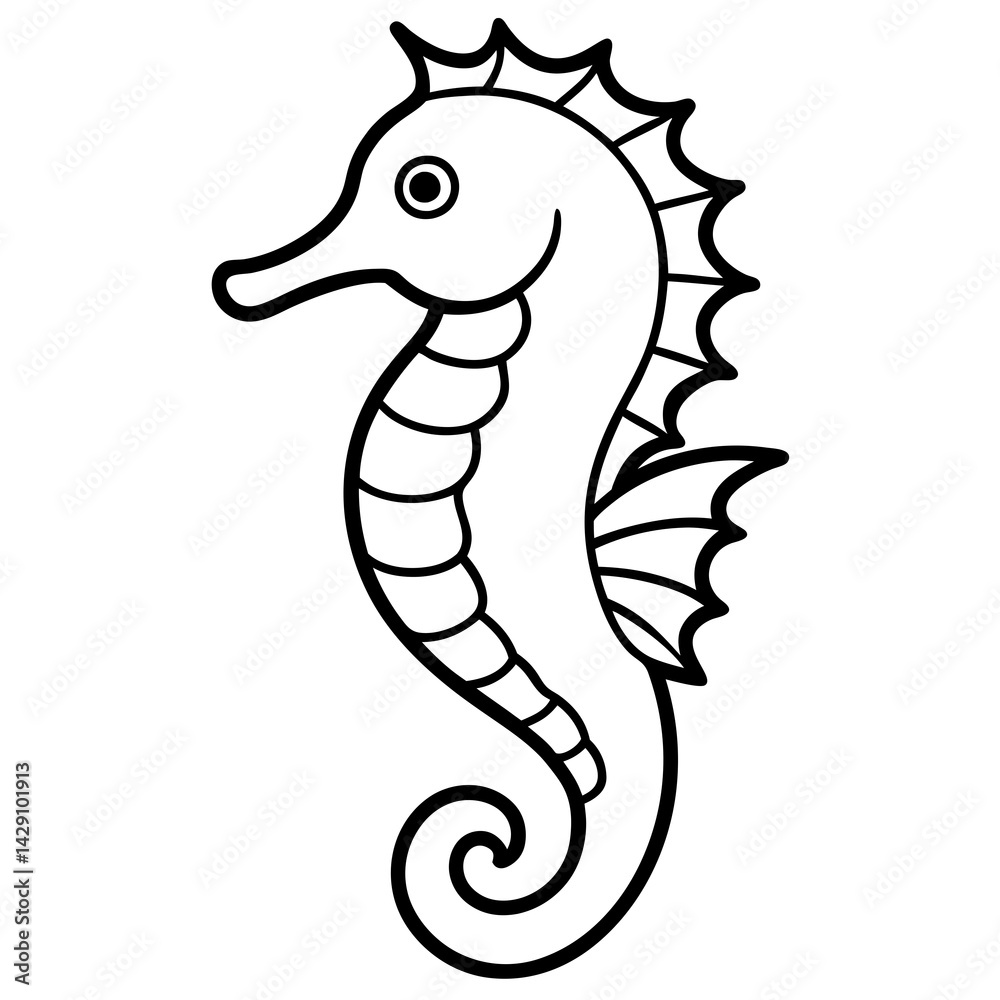 Fototapeta premium Modern Seahorse Line Art Graphic