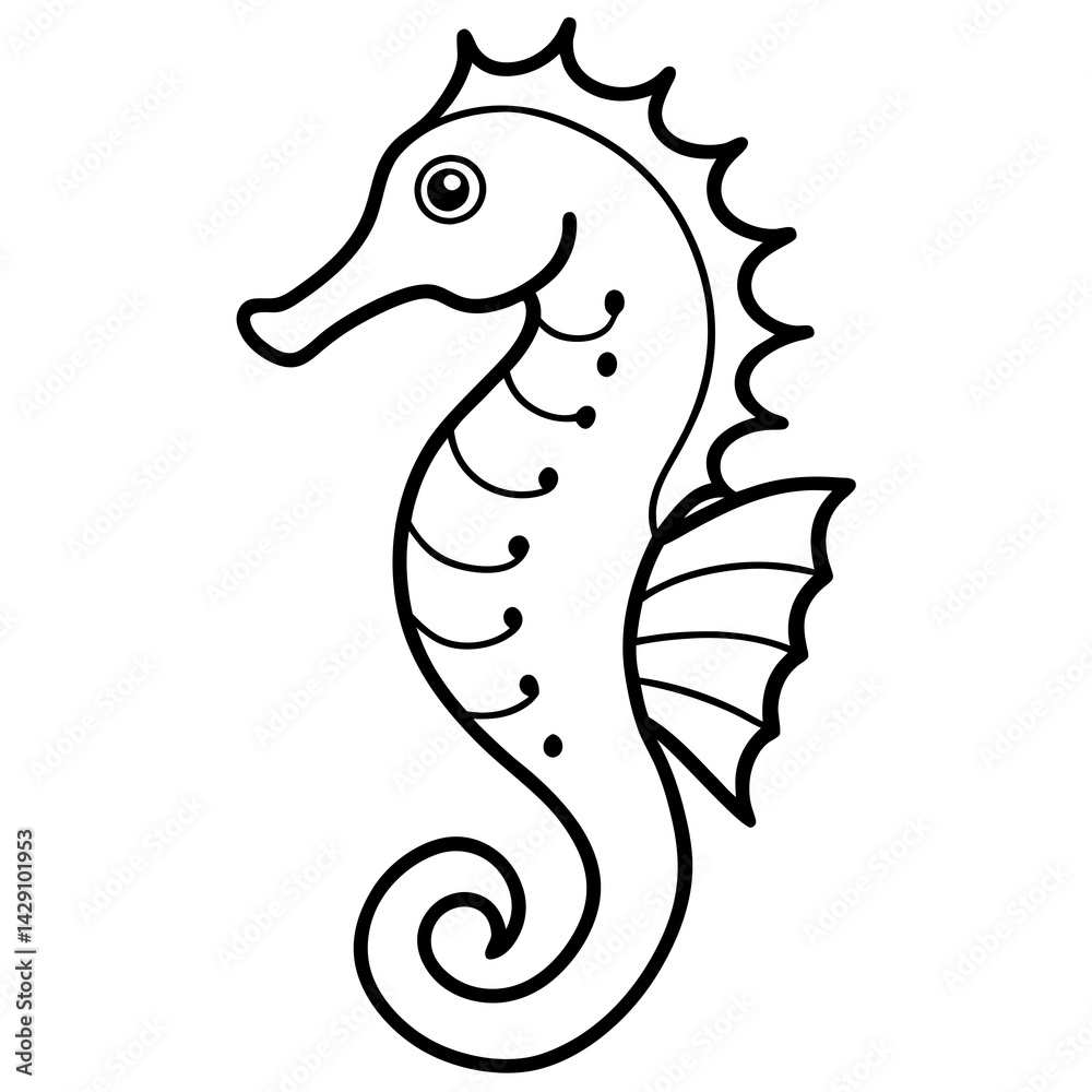 Modern Seahorse Line Art Graphic
